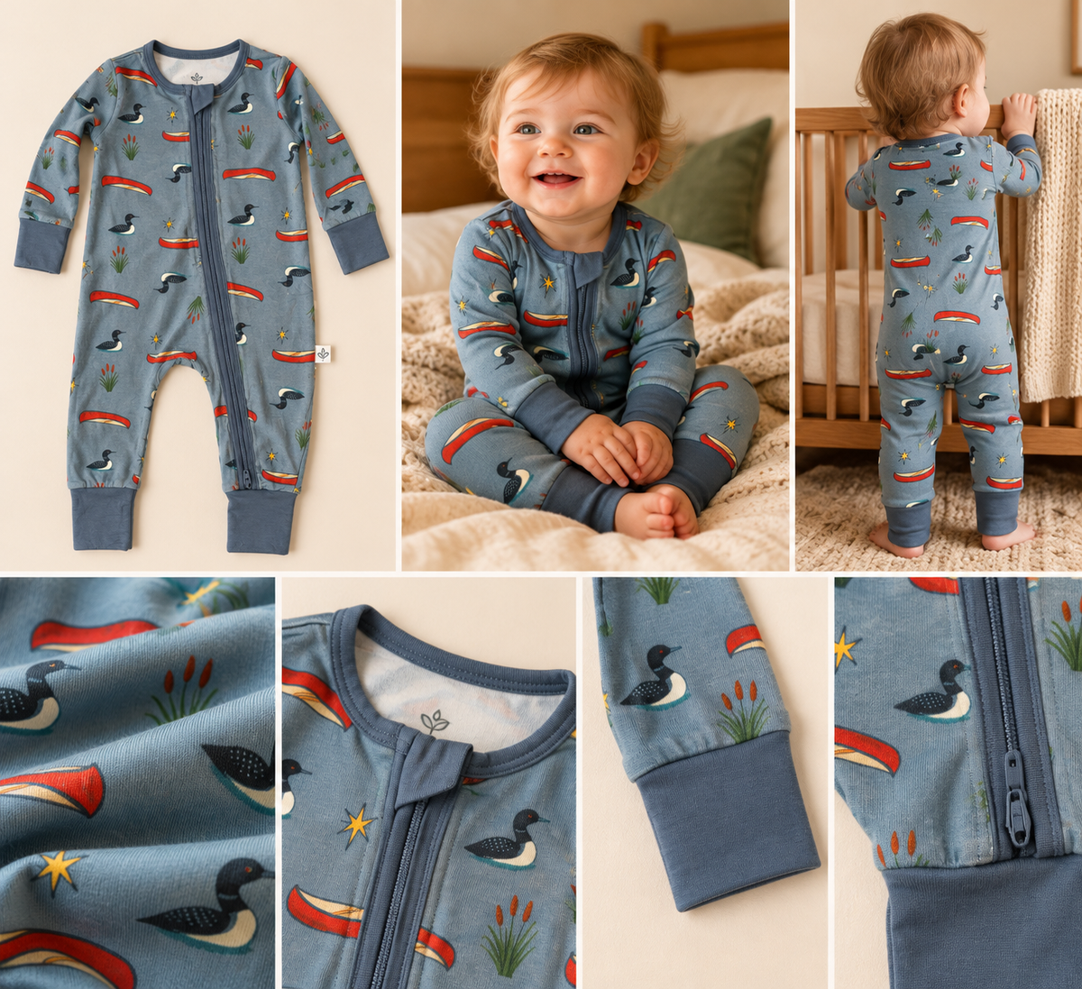 Minnesota Loon Bamboo Zippy Romper