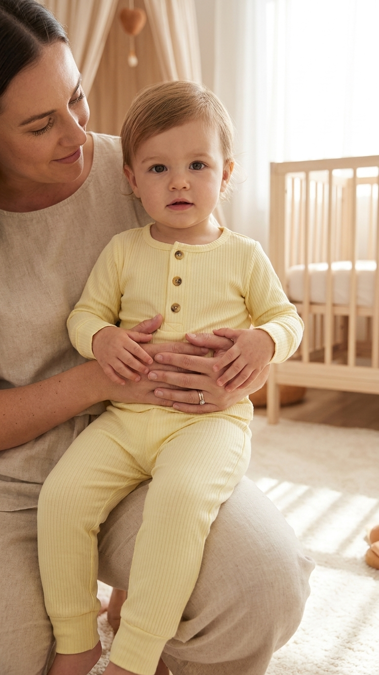 Butter Yellow Ribbed Bamboo Henley Two-Piece Set