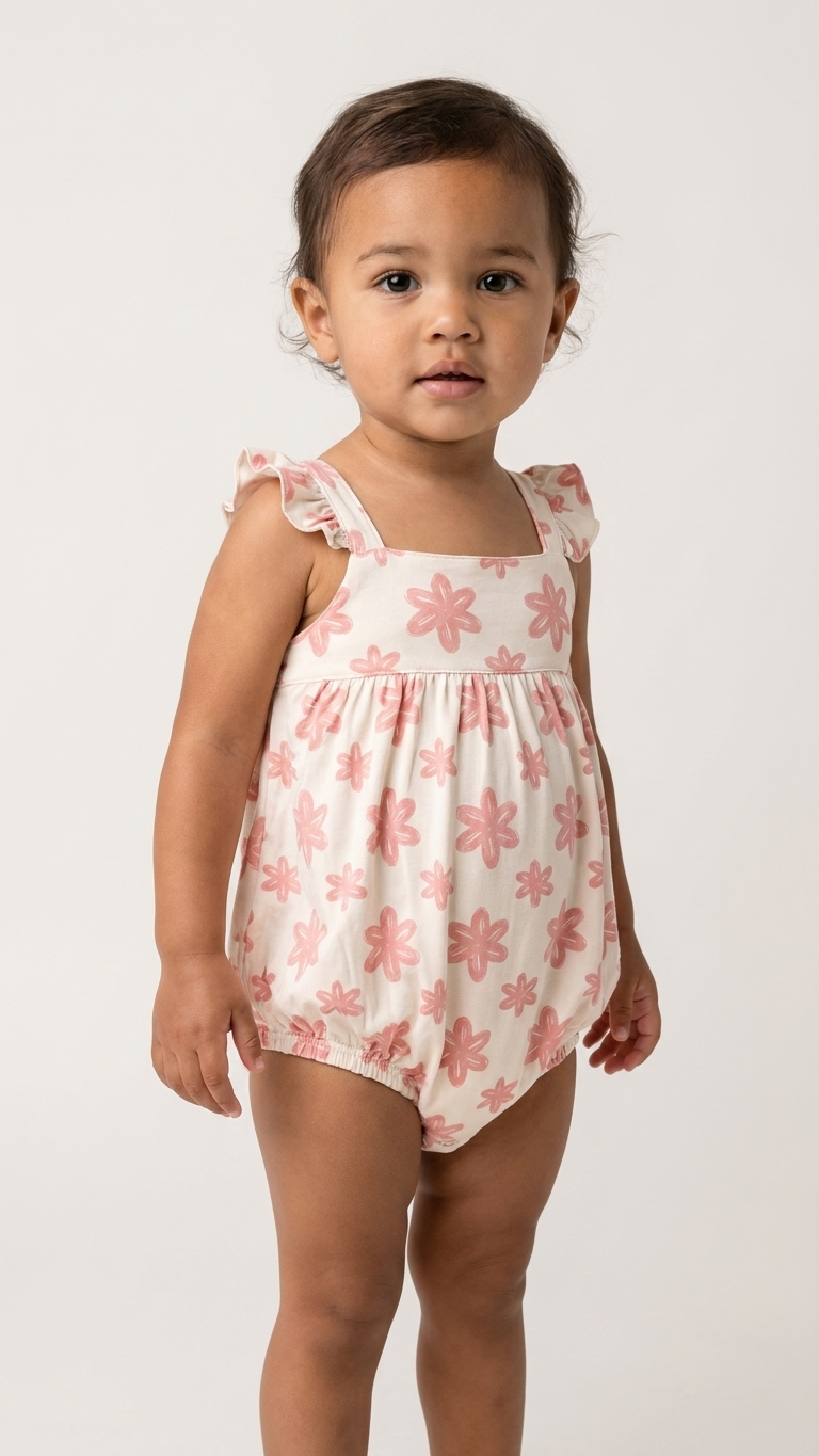 Retro Daisy Ruffle Bubble Romper