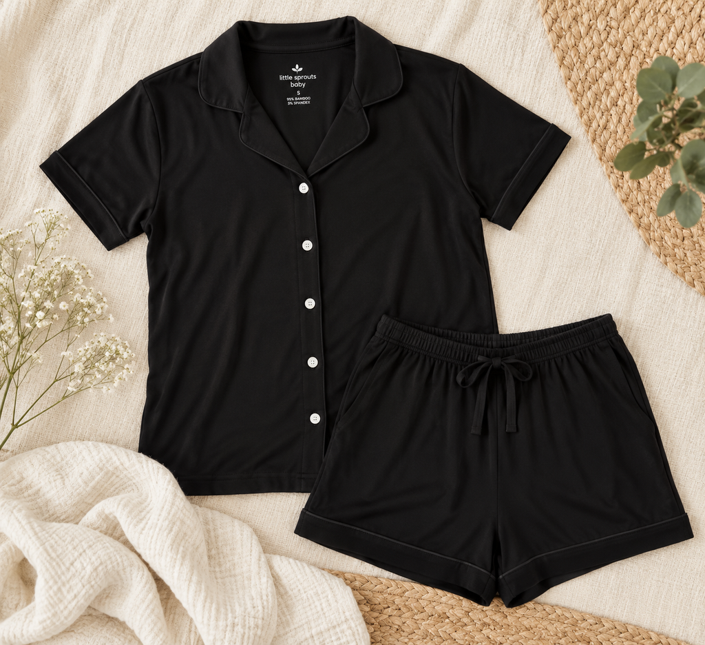 Classic Black Women's Bamboo Short Pajama Set