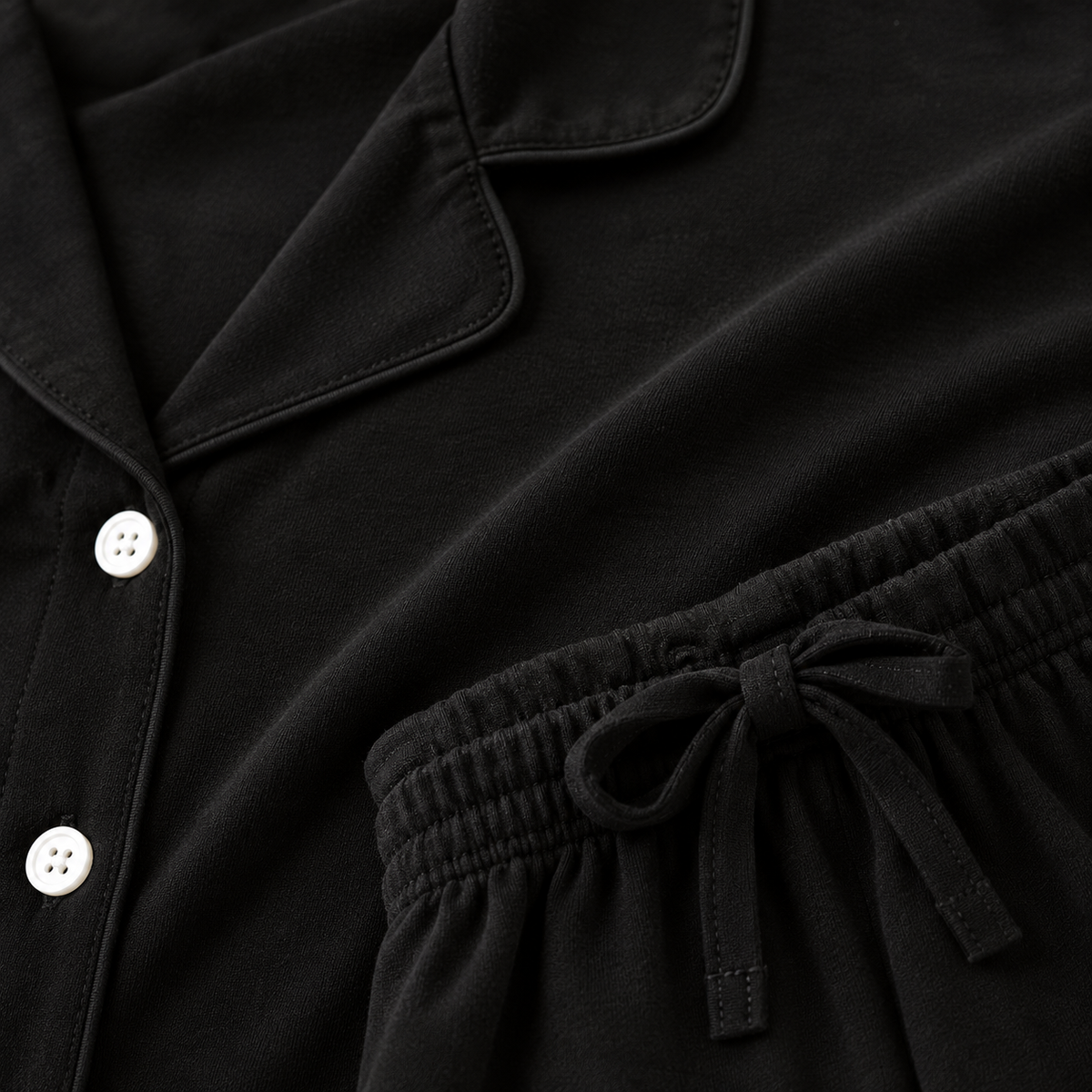 Classic Black Women's Bamboo Short Pajama Set