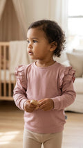 Dusty Rose Bamboo Ruffle Sweatshirt