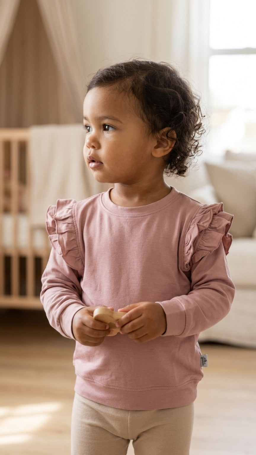 Dusty Rose Bamboo Ruffle Sweatshirt