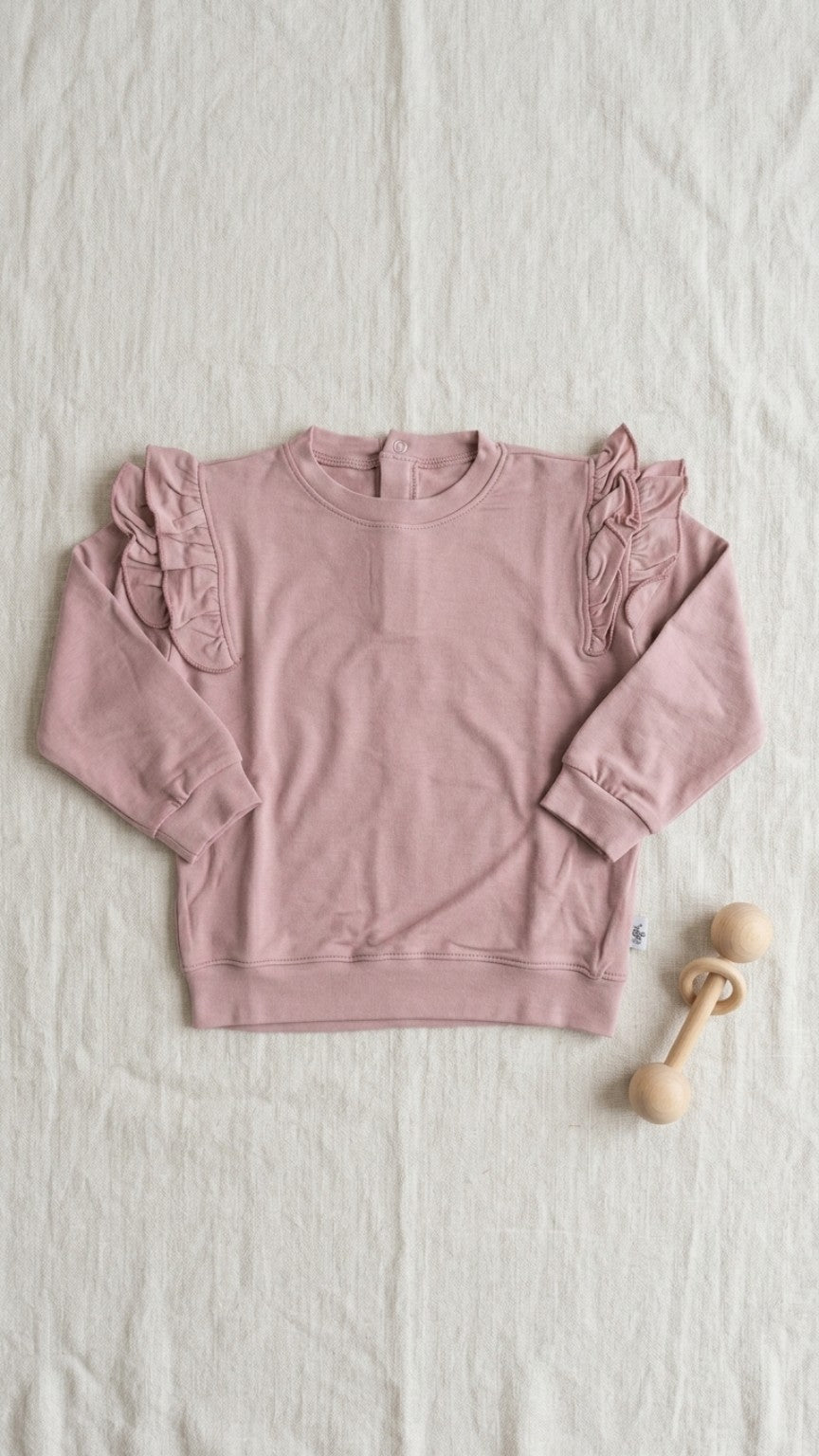 Dusty Rose Bamboo Ruffle Sweatshirt