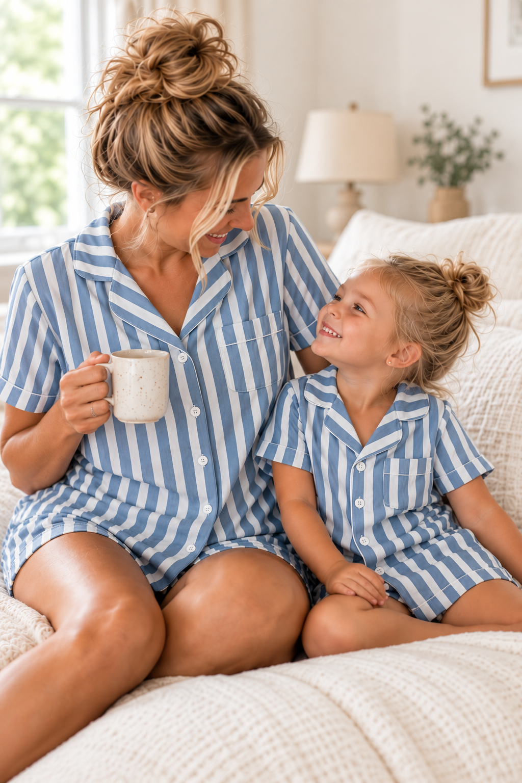 Kids' Coastal Blue Stripe Bamboo Lounge Set