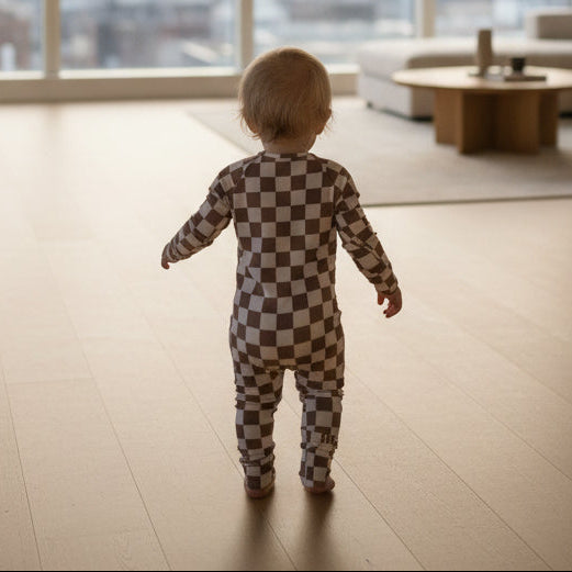 Little Sprouts Bamboo Romper - Checkered Collection