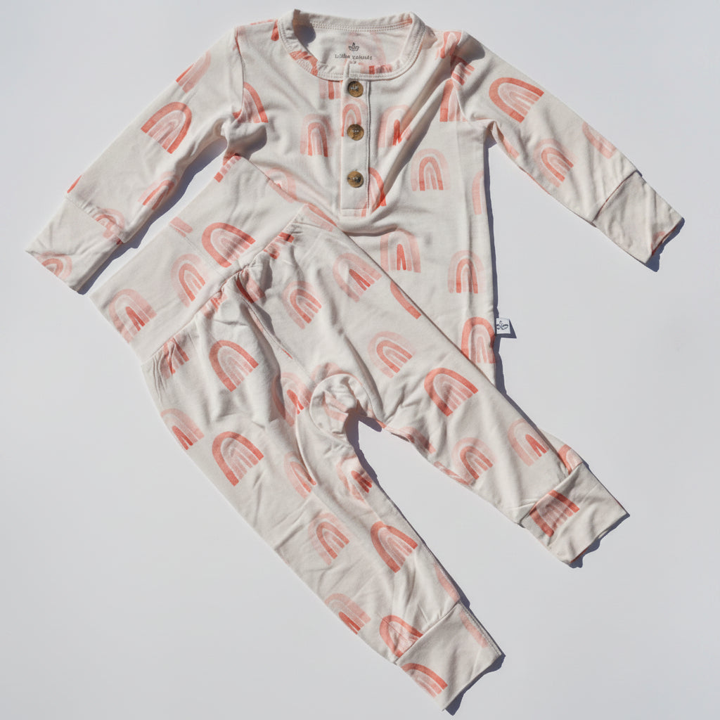 Bamboo Two Piece Button Top — Rainbow
