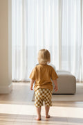 Caramel Check Bamboo Short & Shirt Set – Soft Two-Piece Toddler Outfit
