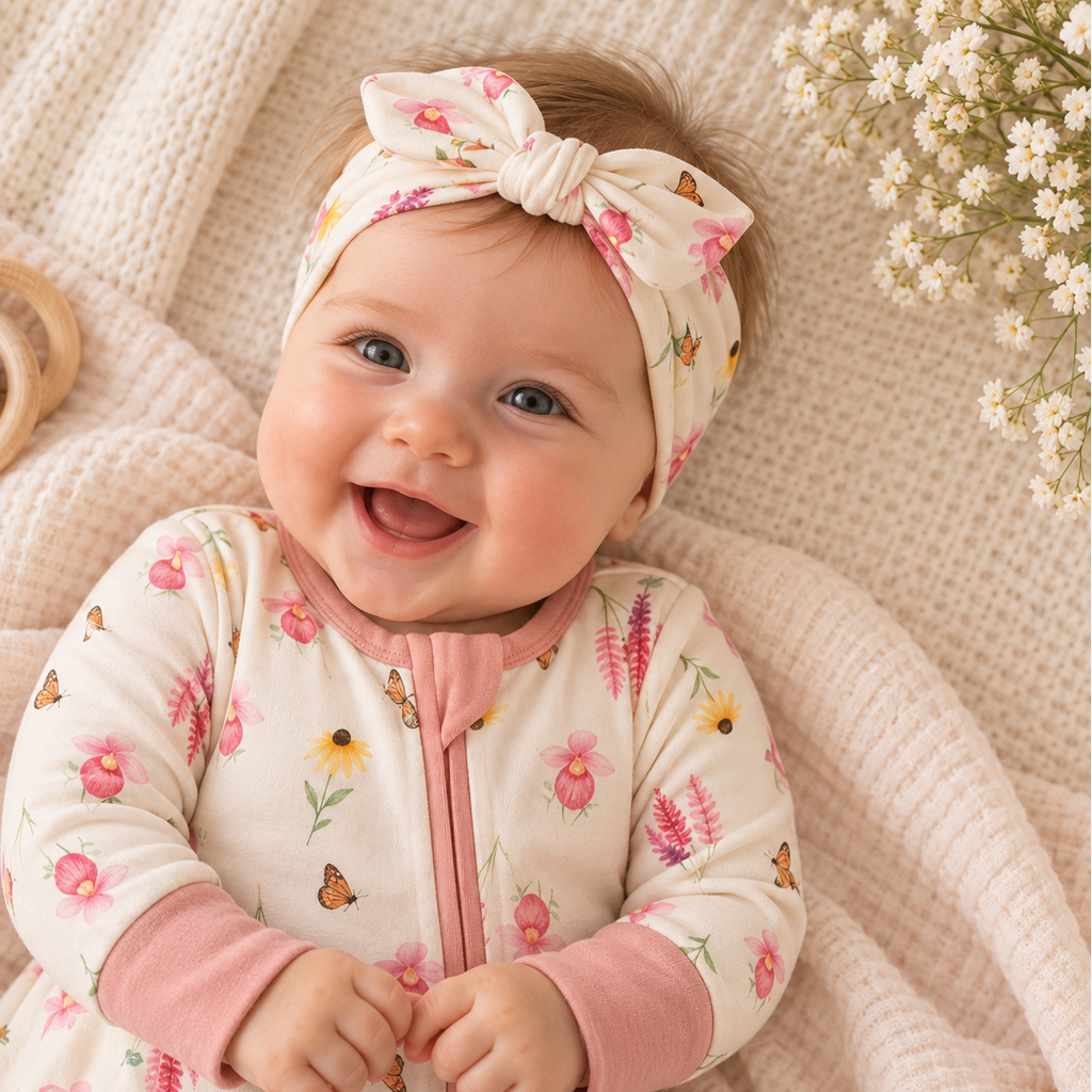 Wildflower Meadow Bamboo Bow Headband