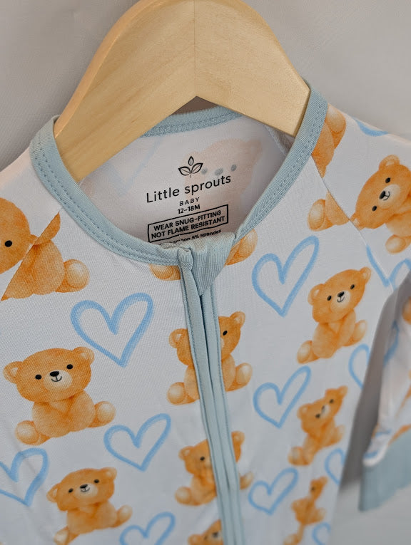 Teddy Bear Hearts Zip Romper