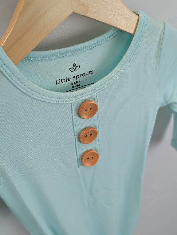 Knotted Baby Gown — Glacier