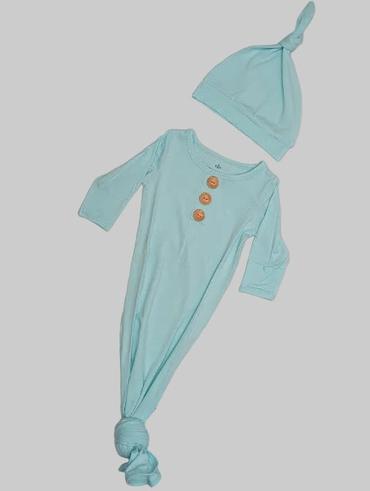 Knotted Baby Gown — Glacier