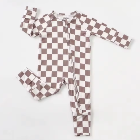 Little Sprouts Bamboo Romper - Checkered Collection