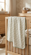 Botanical Leaf Bamboo Baby Blanket