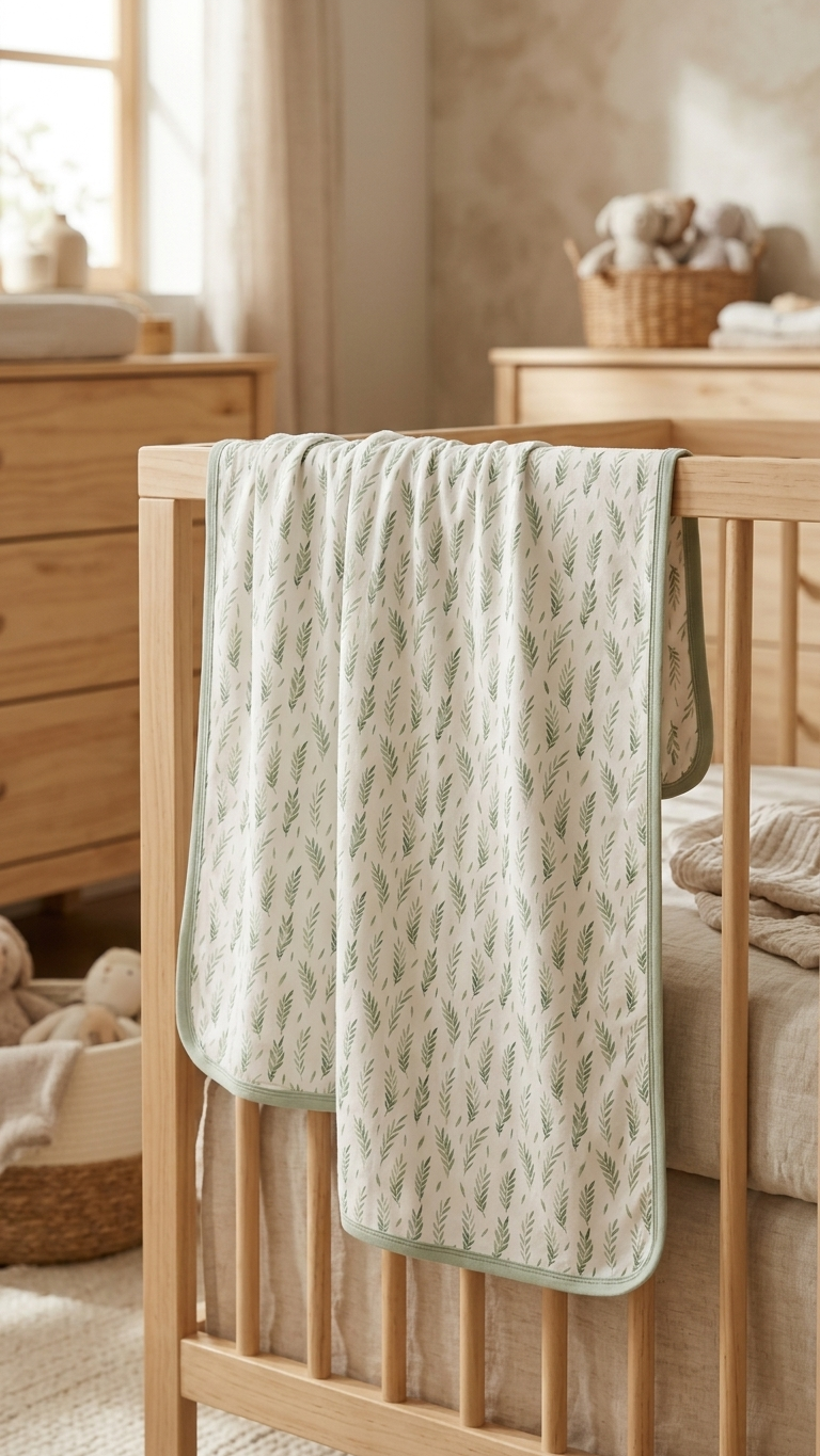 Botanical Leaf Bamboo Baby Blanket