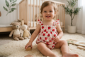 Strawberry Gingham Ruffle Bubble Romper