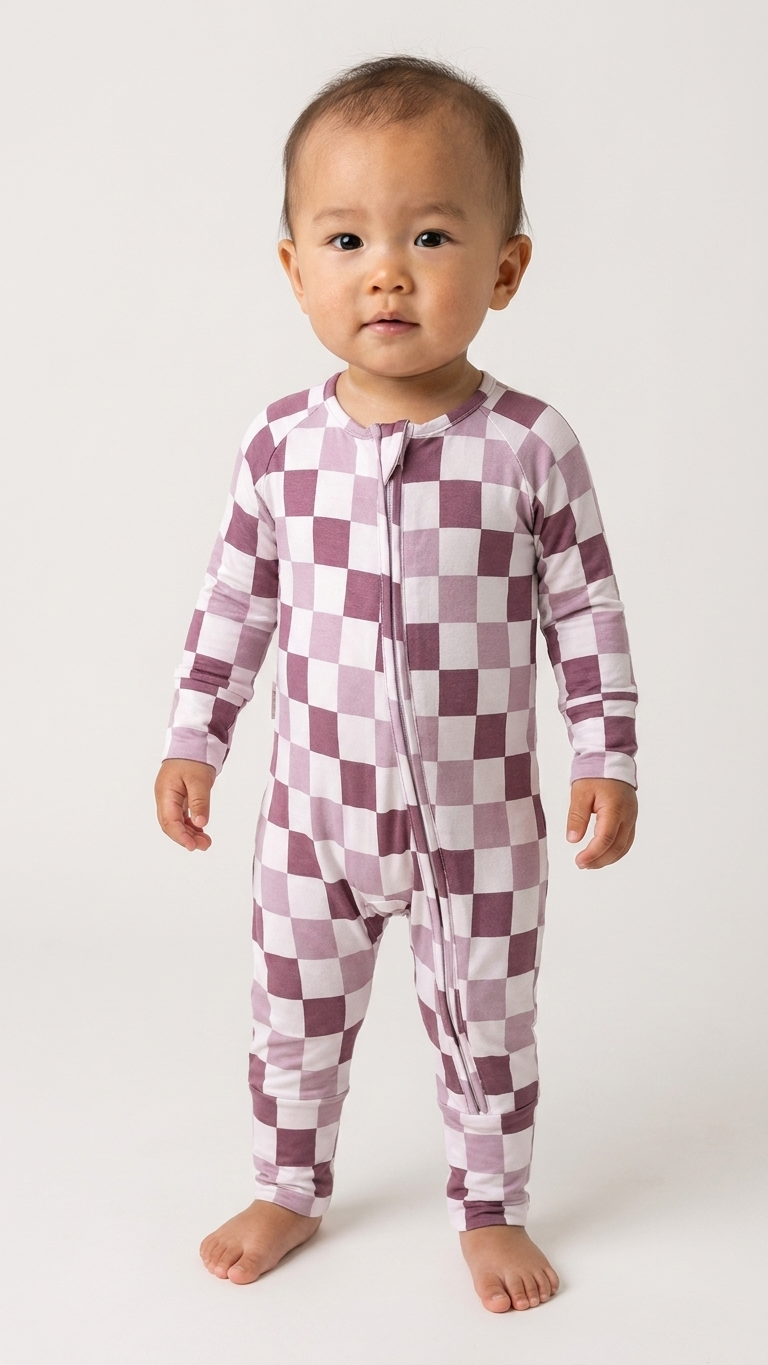 Petal Check Bamboo Zippy Romper