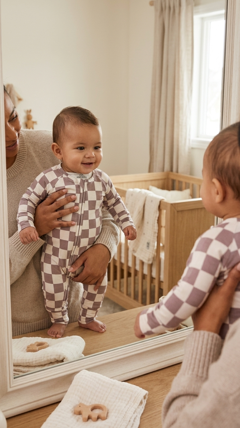 Oatmeal Check Bamboo Zippy Romper