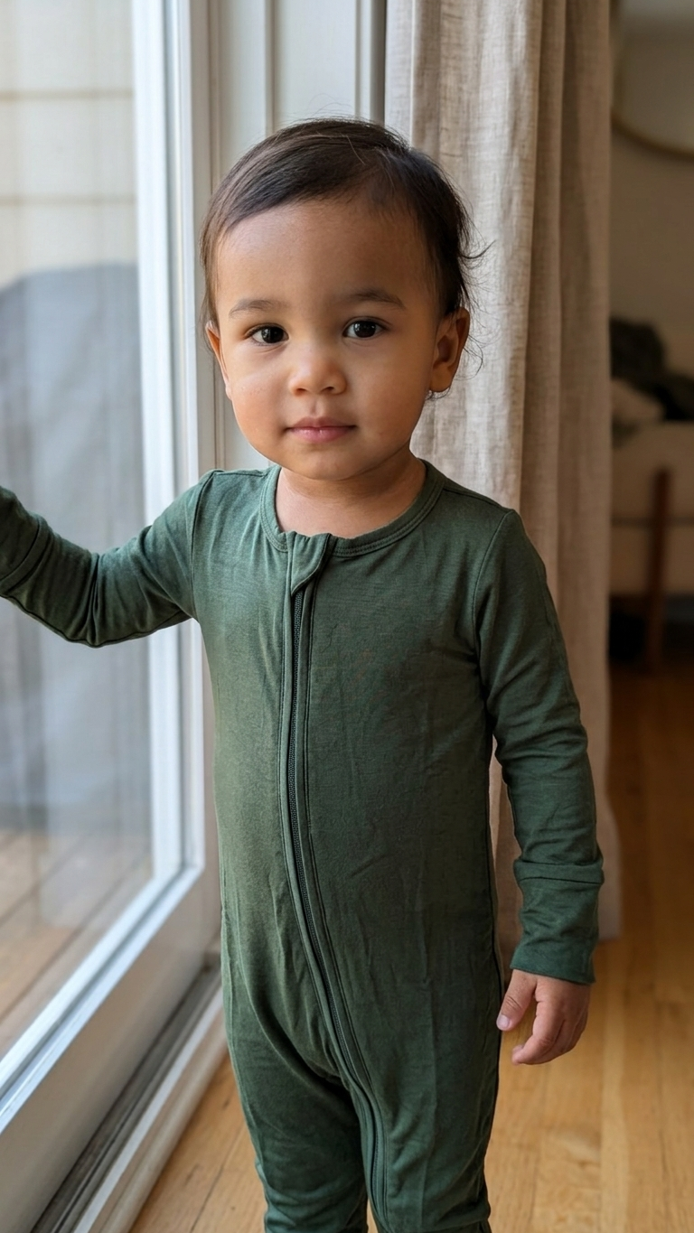 Forest Sage Bamboo Two-Way Zip Romper