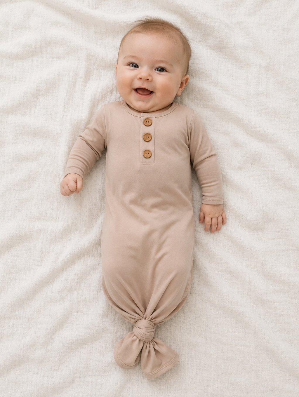 Oatmeal Bamboo Newborn Knotted Gown